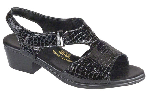 SAS Women's Suntimer Heel Strap Sandal in Black Croc