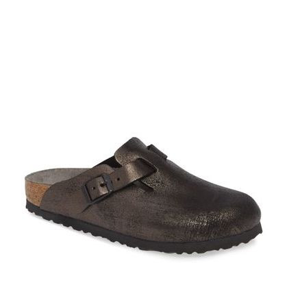 BIRKENSTOCK Boston BS サンダル 43 タウペ Birkenstock Women's Boston BS Clog in Washed Metallic Black