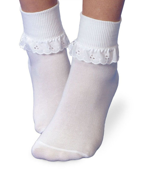 Jefferies Socks Eyelet Lace Easter Socks 1 Pair in White