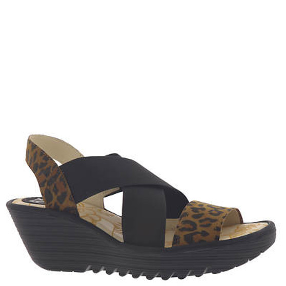 Fly London Women's Yaji Platform Wedge Sandal in Cheetah/Black