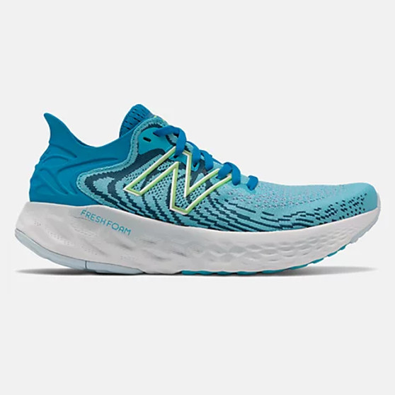 New Balance Women's Fresh Foam 1080v11 in  Virtual sky with bleached lime glo