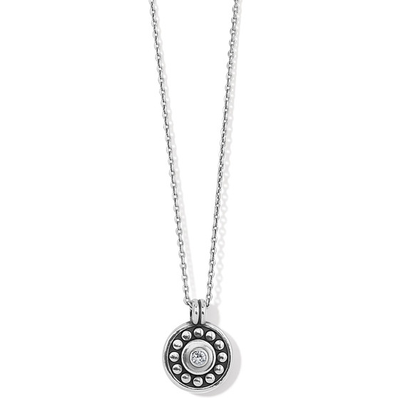 Brighton Pebble Dot Medali Petite Reversible Necklace in April-Crystal