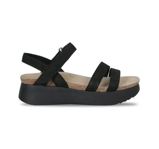 Munro Women's Juniper Platform Wedge Sandal in Black Nubuck