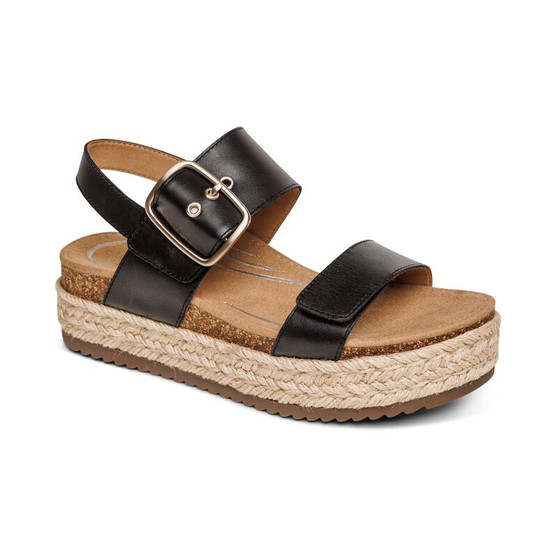 Aetrex Women's Vania Cork Platform Sandal in Black