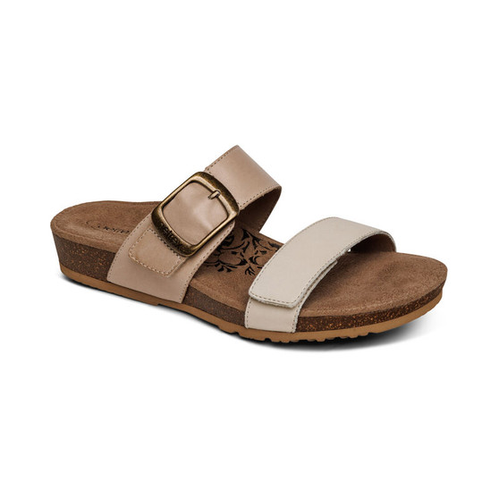 Aetrex Women's Daisy Adjustable Slide in Ivory