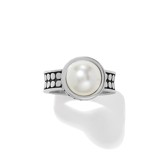 Brighton Pebble Dot Pearl Wide Band Ring in Silver-Pearl