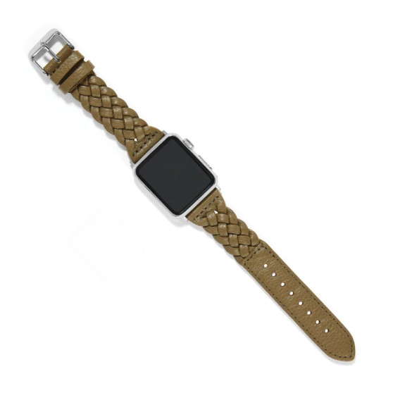 Brighton Sutton Braided Leather Watch Band in Olive