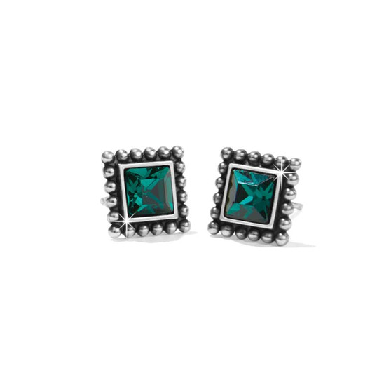Brighton Sparkle Square Mini Post Earrings in Green
