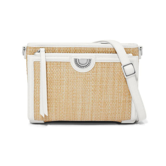 Brighton Jordyn Straw Cross Body Organizer in Natural-White