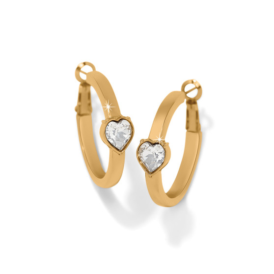 Brighton Mystery Of Love Heart Crystal Hoop Earrings in Gold