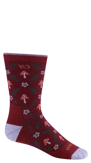Wide Open Socks Women's Wildwood Midweight Crew Sock in Burgundy
