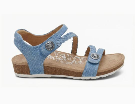Aetrex Jillian Braided Quarter Strap Sandal In Denim