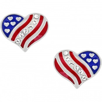 Brighton Hearts and Stripes Mini Post Earrings in Silver