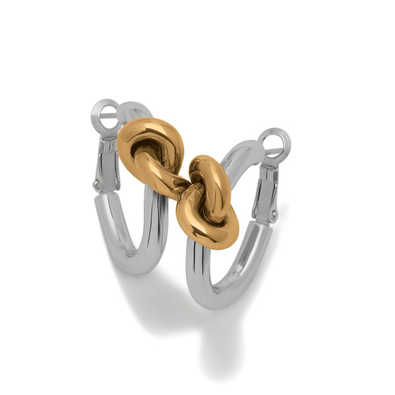Brighton Interlok Single Knot Two Tone Hoop Earrings in Silver-Gold