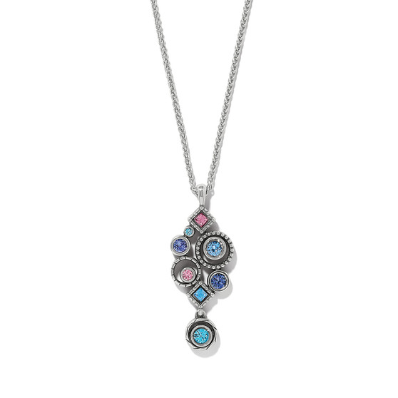 Brigton Halo Nova Cluster Necklace In Silver-Multi