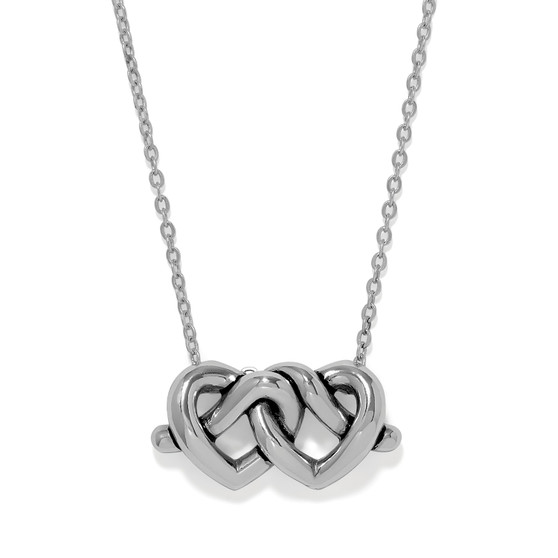 Brighton Interlok Linked Hearts Necklace In Silver