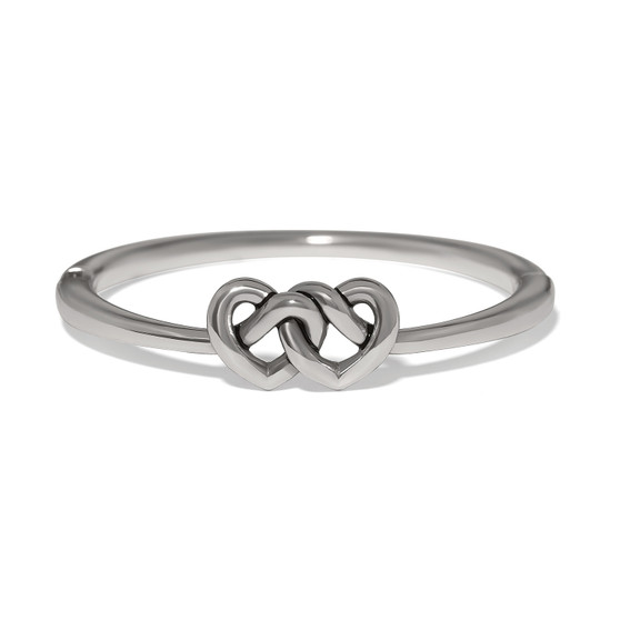 Brighton Interlok Linked Hearts Hinged Bangle in Silver