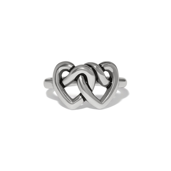 Brighton Interlok Linked Hearts Ring in Silver