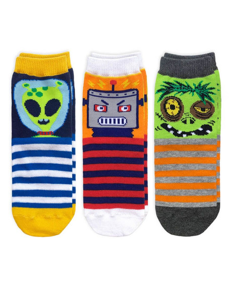 Jefferies Socks Robot Alien Zombie Crew Socks 3 Pair Pack in Multi