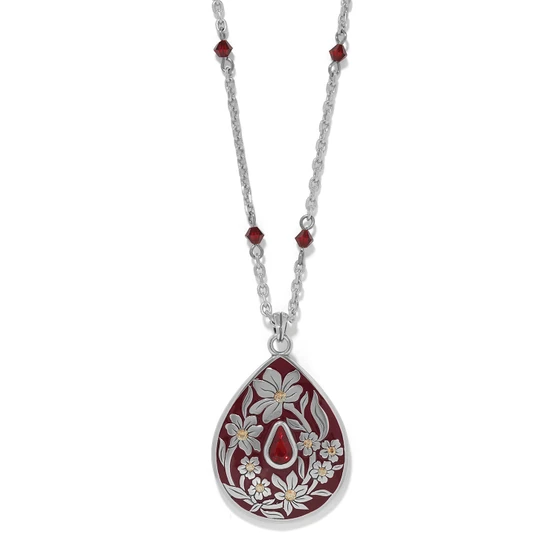 Brighton Everbloom Flora Necklace in Silver-Red