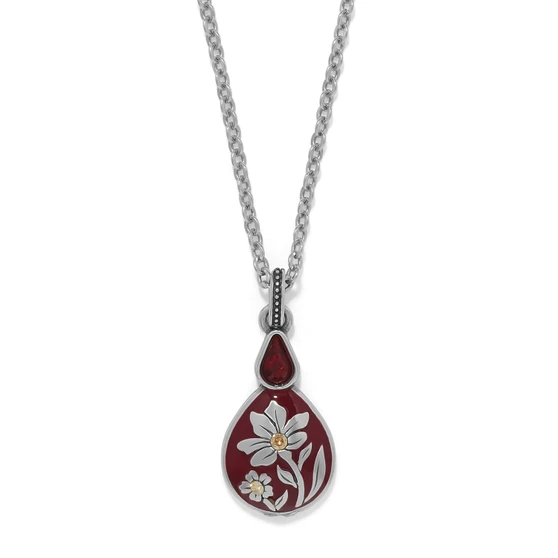 Brighton Everbloom Flora Short Necklace Silver-Red