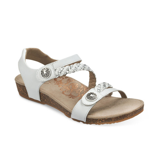 Aetrex Women's Jillian Braided Quarter Strap Sandal in White