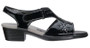 SAS Women's Sunburst Heel Strap Sandal in Black Patent