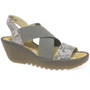 Fly London Women's Yaji Platform Wedge Sandal in Off White Snake