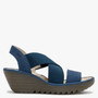 Fly London Women's Yaji Platform Wedge Sandal in Blue