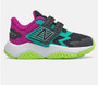 New Balance Toddlers Rave Run in Black with poisonberry and lime glo