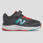 New Balance Toddler's Bungee Lace 680v6 in Black with Ghost Pepper