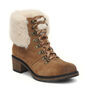 Aetrex Women's Brooklyn Weatherproof Fur Lace Up Boot in Dark Tan