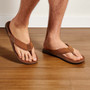 Olukai Men's Tuahine Waterproof Leather Beach Sandal in Toffee