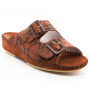 La Plume Women's Jen Slide Sandal in Chocolate Snake