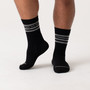 Wide Open Men's Vintage Stripe Midweight Crew Sock in Black