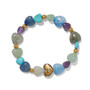 Brighton One Heart Multi Heart Bead Stretch Bracelet in Gold Blues