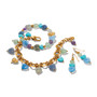 Brighton One Heart Multi Heart Bead Stretch Bracelet in Gold Blues