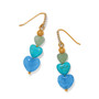 Brighton One Heart Multi Heart Bead French Wire Earrings in Gold/Blue