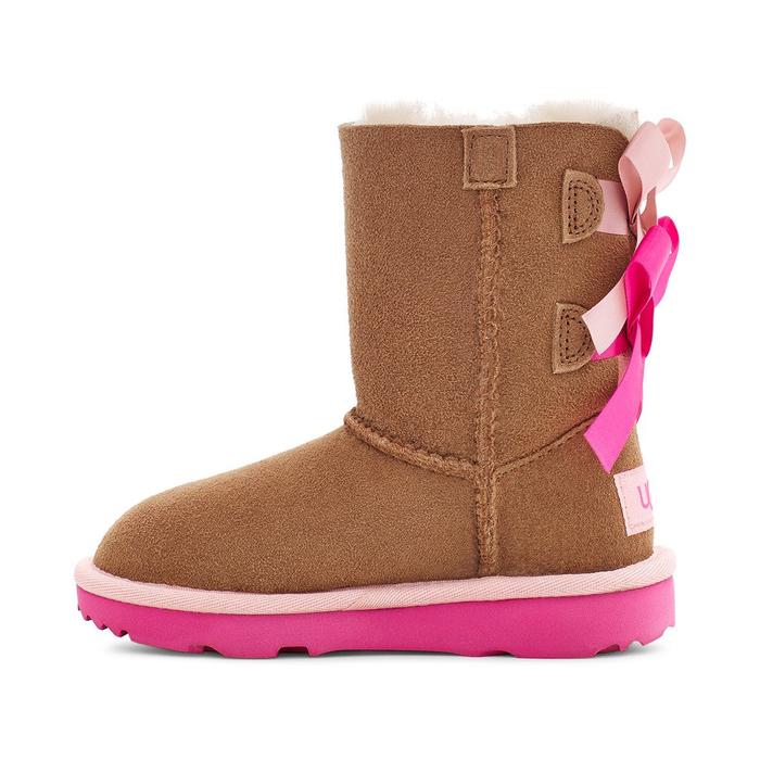 UGG Toddler/Children's Bailey Bow II Boot in Chestnut/Pink Azalea