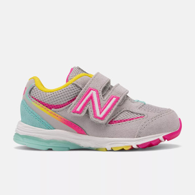 New Balance Toddlers 888v2 Hook & Loop in Grey with Rainbow