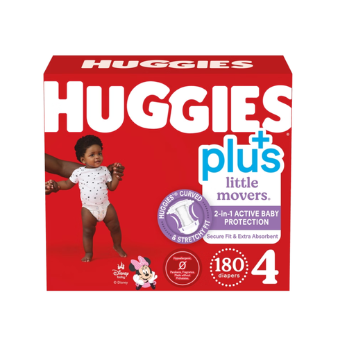 Huggies Plus Little Movers Diapers, Disney Baby, Size 4, 180 ct