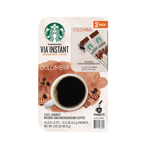 Starbucks VIA Colombia Instant Coffee, Medium Roast, 0.11 oz, 26 ct