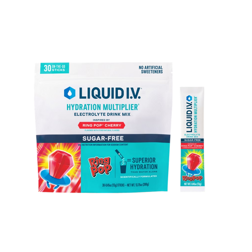 Liquid I.V. Hydration Multiplier Electrolyte Drink Mix, Sugar Free, Ring Pop Cherry, 0.45 oz, 30 ct
