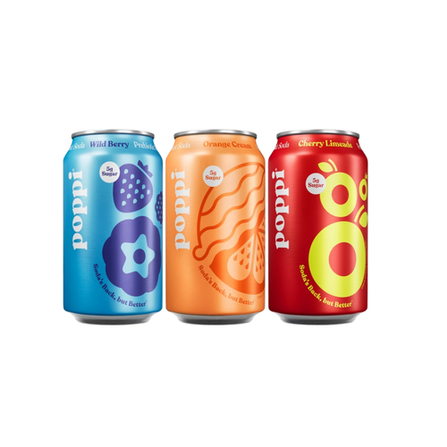 poppi Prebiotic Soda, Variety Pack, 12 fl oz, 18 ct