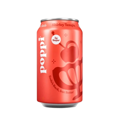poppi Prebiotic Soda, Shirley Temple, 12 fl oz, 18 ct