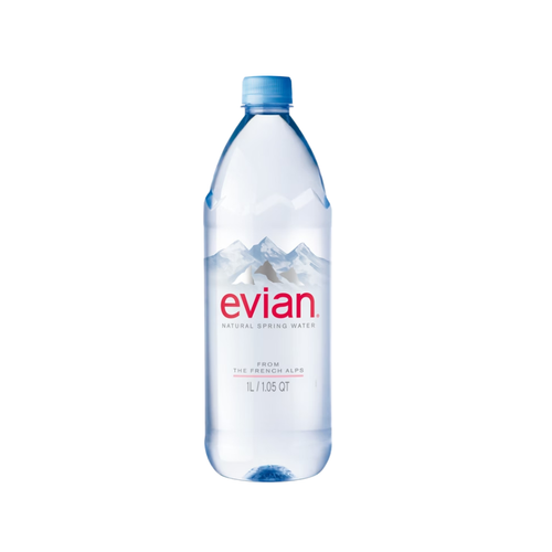Evian Natural Spring Water, 1 Liter, 12 ct