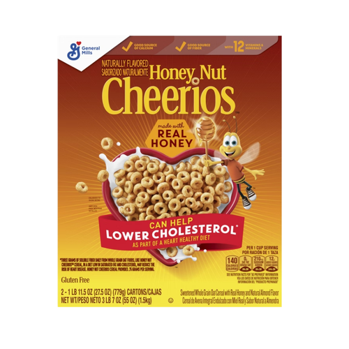 Cheerios Cereal, Honey Nut, 27.5 oz, 2 ct