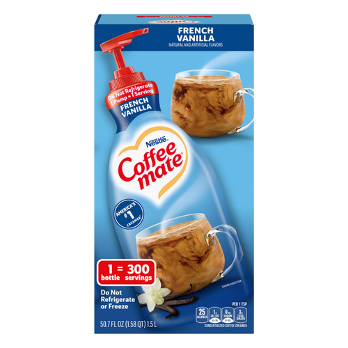 Coffee mate Liquid Coffee Creamer, Non-Dairy, French Vanilla, 50.7 fl oz, Pump Bottle
