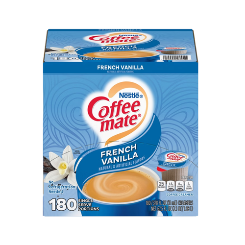Coffee mate Liquid Coffee Creamer Singles, Non-Dairy, French Vanilla, 0.38 fl oz, 180 ct