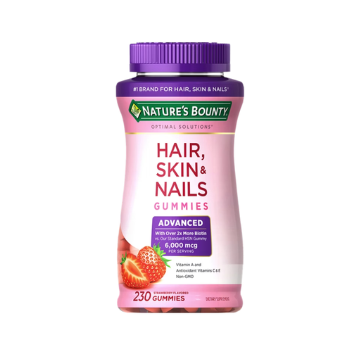 Nature's Bounty Hair, Skin and Nails Advanced Gummies, Strawberry, 6000 mcg, 230 ct